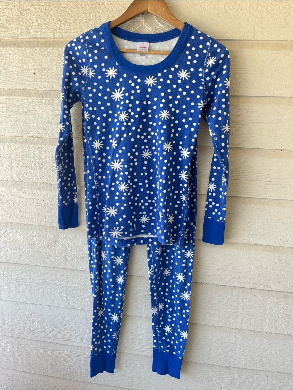Hanna Andersson Organic Cotton Long John Pajama Set Blue Snowflake Size S / XS